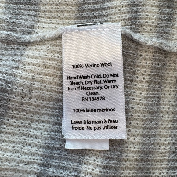 Vineyard Vines 100% Merino Wool Long Line Cardigan Size M Grey & Cream Soft - Picture 6 of 9